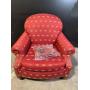 Newport Furnishings Dragonfly Pattern Red Chair - Nailhead Trim, Wood Legs