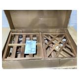 LOT OF 2 BABOOM Patio Teak Wood Bar Stools Natural/Teak Wood Wood Frame Stationary Bar Stool Chair with Slat Seat