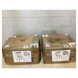 Slickblue Set of 4 Farmhouse Dining Chairs Spindle Back Armless Natural/Black Finish (Rubber Wood Frame)