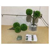 HOMCOM 43.3" Artificial Ball Cypress Topiary Tree, Fake Plant in Pot for Indoor Outdoor Living Room Green