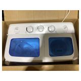 COSTWAY Portable Washing Machine, Twin Tub 20 Lbs Capacity, Compact Laundry Washer(12 Lbs) and Spinner(8 Lbs), Durable Design, Timer Control, Perfect for RV, Apartments and Dorms, Blue+White