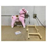 Qaba Rocking Horse Toddler Ride On Horse with Sound Saddle, Pink (Slightly Dirty, See Photos)