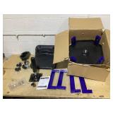 HOMCOM Rolling Creeper Garage Stool, 300 LBS Capacity Mechanic Stool with 360° Wheels, Tool Tray, Adjustable Height, Blue (Used, Maybe Missing Hardware)