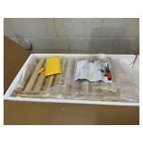 Outsunny Outdoor Storage Cabinet, Garden Tool Shed with Metal Tabletop, Shelf, Wooden Potting Bench with 2 Doors, Natural Wood (missing part 6)