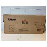 HOMCOM Boho Kitchen Cabinet, Buffet Cabinet with 2 Rattan Doors and Adjustable Shelves for Dining Room, White and Natural (Minor Transit Damage. Missing Part 4, See Photos)