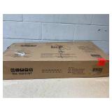 HOMCOM Boho Kitchen Cabinet, Buffet Cabinet with 2 Rattan Doors and Adjustable Shelves for Dining Room, White and Natural (Minor Transit Damage. Missing Part 4, See Photos)