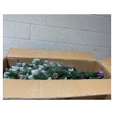 HOMCOM 7.5ft Pre-Lit Snow-Dipped Artificial Christmas Tree with Realistic Branches, 350 LED Lights, Pine Cones, Red Berries and 1075 Tips