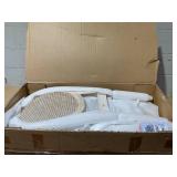 HOMCOM French-Style Upholstered Dining Chair Set, Armless Accent Side Chairs with Rattan Backrest and Linen-Touch Upholstery, Set of 2, Cream White