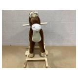 Qaba Kids Rocking Horse, Plush Toddler Rocker, Wooden Base Ride-On Toy with Handle Grip, Traditional Toy for Kids 36M+, Brown