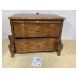 25" Traditional 2 Drawers Solid Wood End Table with Pull-out Tray and Charging Station Cherry (Slightly Used, Missing: Part C)