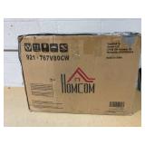 Homcom - ??High Back Vibration Massage Office Chair, Heated Computer Chair with Flip-up Armrest & Swivel Wheels?? - Cream White