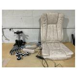 Homcom - ??High Back Vibration Massage Office Chair, Heated Computer Chair with Flip-up Armrest & Swivel Wheels?? - Cream White