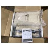 Outsunny 3 Piece Metal Bistro Set, Small Patio Furniture Set with Cushions, Armchairs, Slatted Table for Backyard Balcony, Beige (missing hardware)