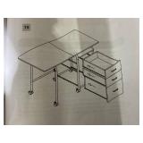 Giantex Folding Desk for Small Space, Rolling Home Office Desk with 3 Drawers & Lockable Universal Wheels