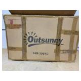 Outsunny Fire Pit Seating, Wooden Adirondack Chair with Outdoor Table & Umbrella Hole, Natural (Missing 1 Chair)