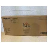 HOMCOM 41" Modern Rolling Kitchen Island on Wheels, Utility Cart Storage Trolley with Rubberwood Top & Drawers, White (Missing Hardware)