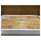 HOMCOM 41" Modern Rolling Kitchen Island on Wheels, Utility Cart Storage Trolley with Rubberwood Top & Drawers, White (Missing Hardware)