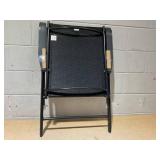 Outsunny Set of 2 Patio Folding Chairs, Stackable Outdoor Sling Patio Dining Chairs with Armrests for Lawn, Camping, Dining, Beach, Metal Frame, No Assembly, Black