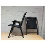 Outsunny Set of 2 Patio Folding Chairs, Stackable Outdoor Sling Patio Dining Chairs with Armrests for Lawn, Camping, Dining, Beach, Metal Frame, No Assembly, Black
