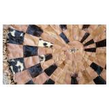 Vintage Patchwork Leather and Cowhide Circular Are Rug ~ 60 round