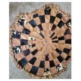 Vintage Patchwork Leather and Cowhide Circular Are Rug ~ 60 round