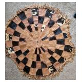 Vintage Patchwork Leather and Cowhide Circular Are Rug ~ 60 round