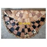 Vintage Patchwork Leather and Cowhide Circular Are Rug ~ 60 round
