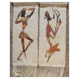 MCM Vintage Woven Wool African Wall Tapestries ~ Dancer and Musician