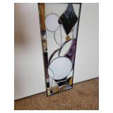 Modern Abstract Stained Glass Window Panel ~ 12.5 x 34.5