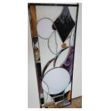 Modern Abstract Stained Glass Window Panel ~ 12.5 x 34.5