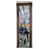 Bearded Iris Stained Glass Window Panel in Barnwood Frame, as