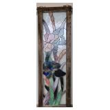 Bearded Iris Stained Glass Window Panel in Barnwood Frame, as