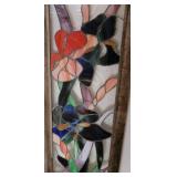 Bearded Iris Stained Glass Window Panel in Barnwood Frame, as