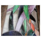 Bearded Iris Stained Glass Window Panel in Barnwood Frame, as