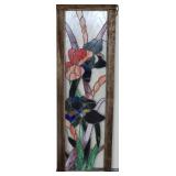 Bearded Iris Stained Glass Window Panel in Barnwood Frame, as