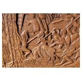 Vintage African Hand-Carved Wood Relief Panel Ceremonial Scene ~ 24 x 18