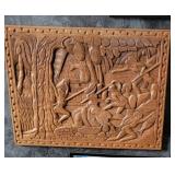 Vintage African Hand-Carved Wood Relief Panel Ceremonial Scene ~ 24 x 18