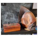 Hand Carved Fish Statue and Trinket Box