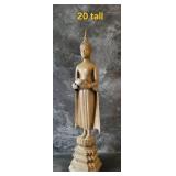 Tall Thai Brass Standing Buddha Statue