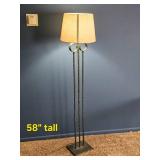 Wrought Iron Floor Lamp with Triple-Rod Frame ? 58" Tall