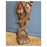Hand-carved wooden Mermaid Totem
