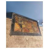 Rectangular Slate-Top Coffee Table with Wrought-Iron Base