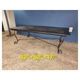 Rectangular Slate-Top Coffee Table with Wrought-Iron Base