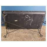 Rectangular Slate-Top Coffee Table with Wrought-Iron Base