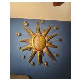 Large Illuminated Metal Sun Wall Sculpture