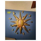 Large Illuminated Metal Sun Wall Sculpture