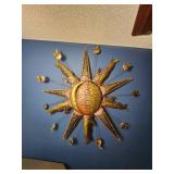 Large Illuminated Metal Sun Wall Sculpture
