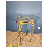 Gilt Metal & Glass High Top Table