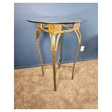 Gilt Metal & Glass High Top Table