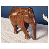 Pair of Carved Elephant Figurines ? Stone & Wood